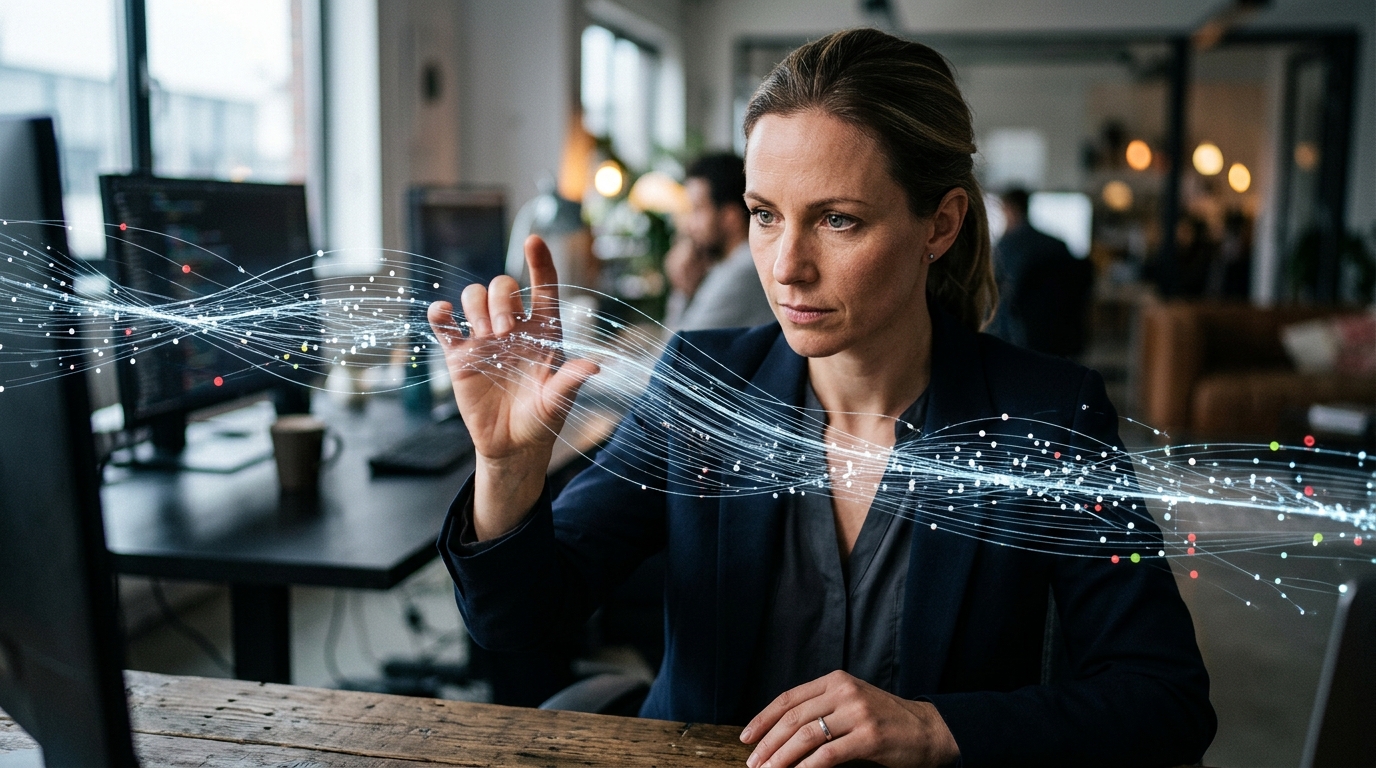 A person providing oversight and refining digital content that is being generated by artificial intelligence.