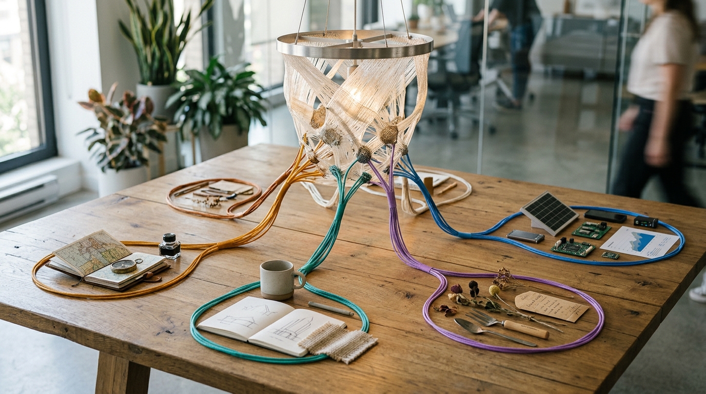 A visual metaphor for advanced automation, showing data being processed and then branching into personalized communication paths for various customer segments.